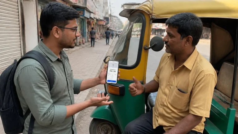 Checking Rickshaw Fares Before Riding