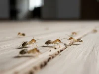 Termites on a wooden floor.